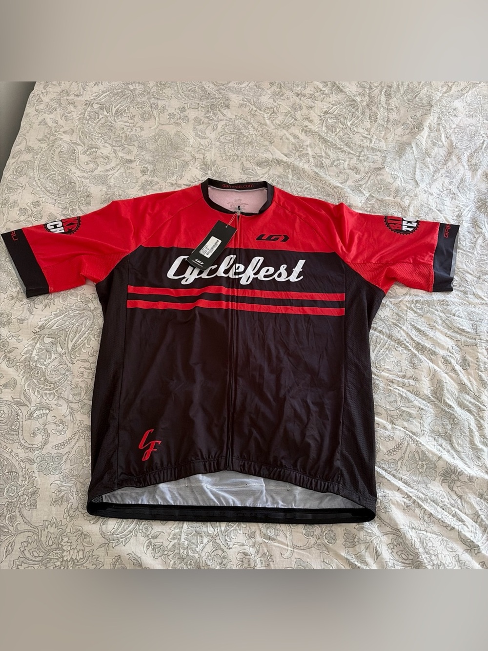 NWT! Red Black Men's Louis Garneau Cyclefest Bike Tech Cycling Jersey Medium
